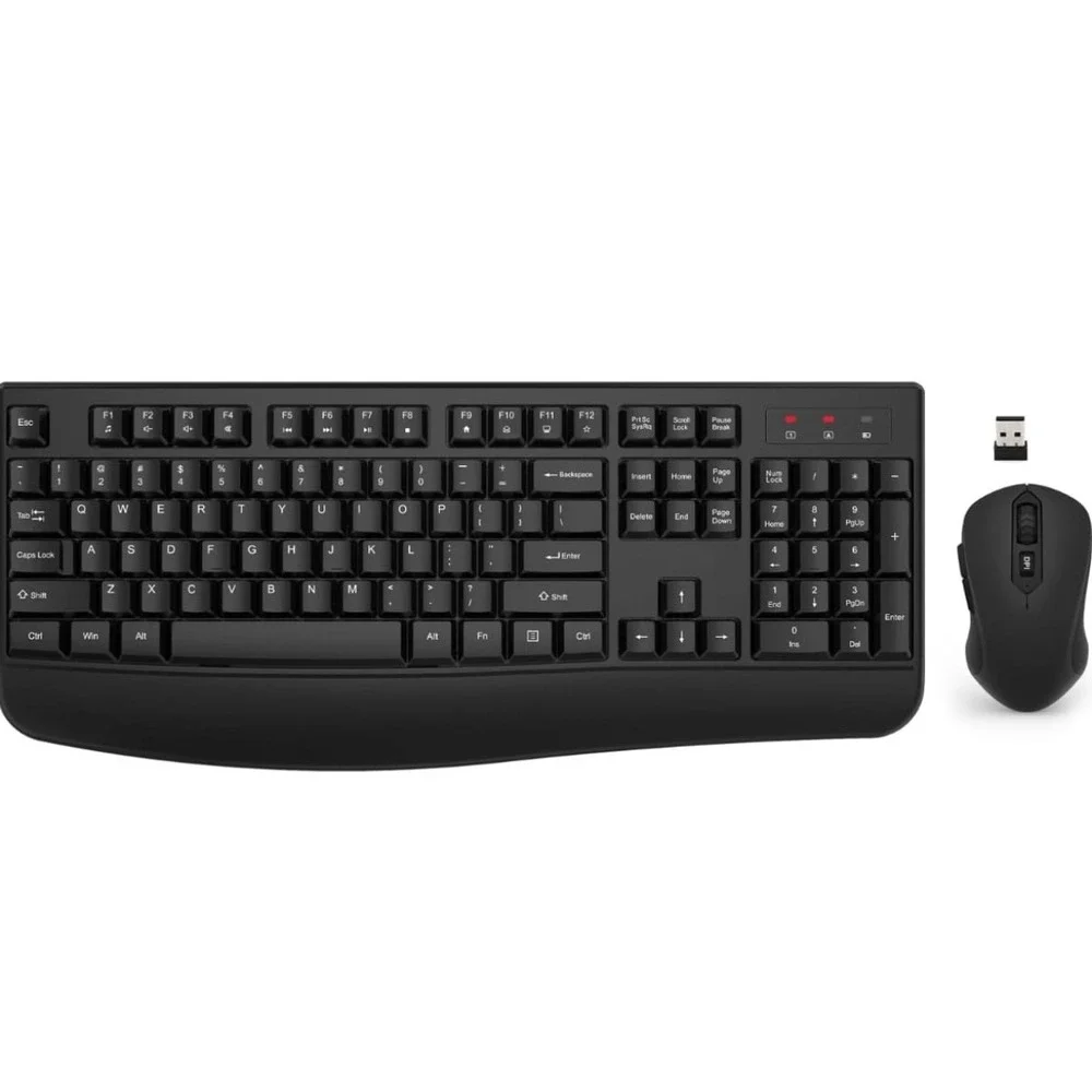 Wireless Keyboard and Mouse Combo, 2.4G Full-Sized Ergonomic Computer Keyboard